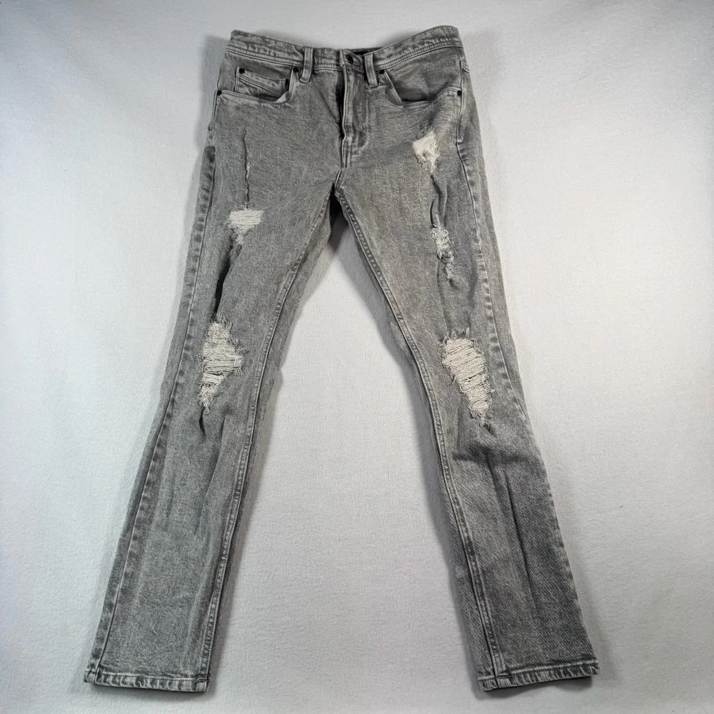 Empyre Jeans Mens 32 Gray Skinny Verge Mid Rise Stretch Distressed